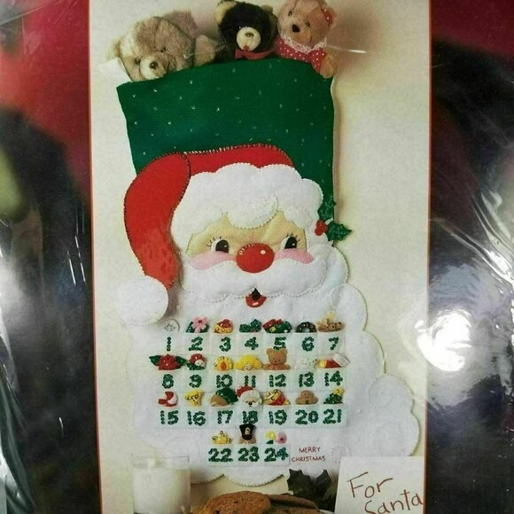 Bucilla Felt Applique Advent Calendar Santa Pere Papa Noel Christmas Kit Sealed‎